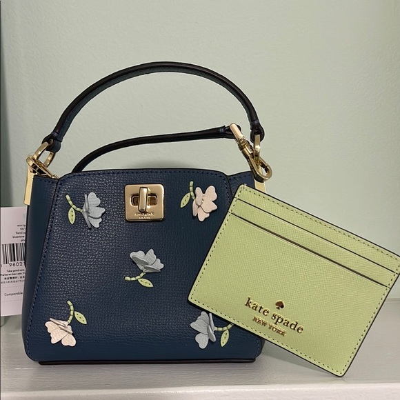 Kate Spade Blue and Green Mini Bags with Floral Design and...